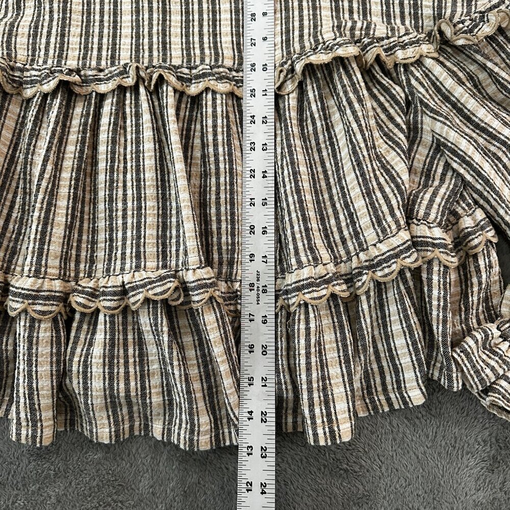 Pilcro Striped Ruffle Tiered Top in Cream and Black - Picture 4 of 7